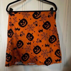 Rockabilly Pinup Halloween Goth Orange and Black A line miniskirt, size 2XL NWOT
